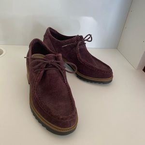 Plum purple heeled loafers